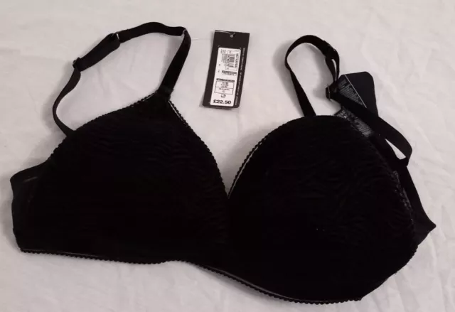 BNWT M&S Autograph black animal flock velvet underwired padded balcony bra