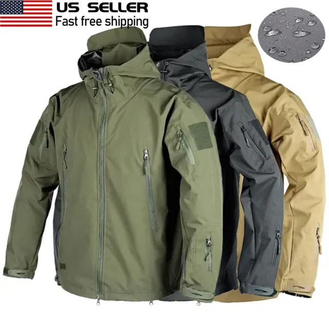 Mens Jacket Military Tactical Waterproof Soft Shell Work Windbreaker Coat