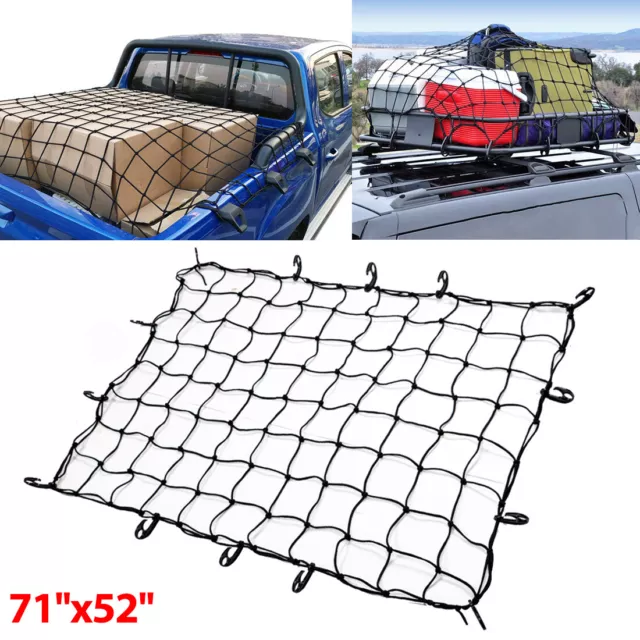 52''x 71'' Heavy Duty Large Cargo Net Latex Mesh for Truck Bed Trailer Roof Rack