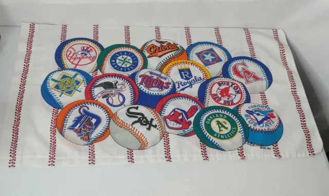 "Funda de almohada vintage '93 MLB con logotipo del equipo de béisbol Yankees Chief Wahoo 30""x18,5"