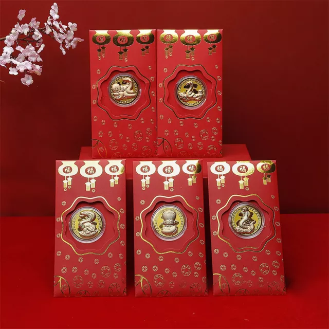 2025 SNAKE SPRING Gold Foil Commemorative Coin Red Envelope New Year Giftsk £3.10 PicClick UK