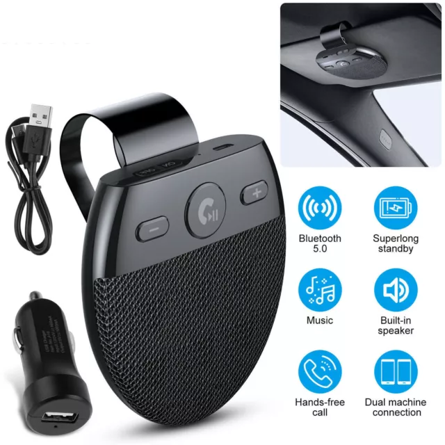 Wireless Bluetooth 5.0 Speakerphone Speaker Phone Visor Clip Hands Free Car Kit