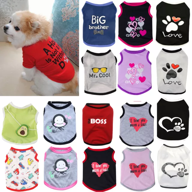 Cute Pet Dog Clothes T Shirt Small Cat Puppy Vest Apparel Wholesale XXS-XL □