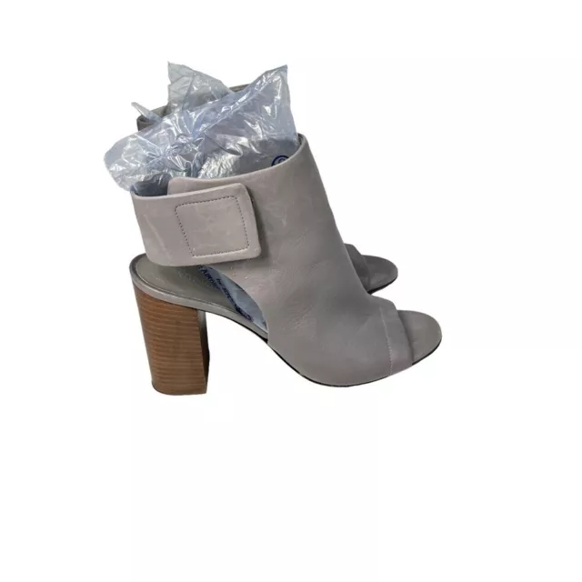 Vince Faye Gray Leather Peep Toe Bootie Block Heel Size:7 women’s Shoes 2