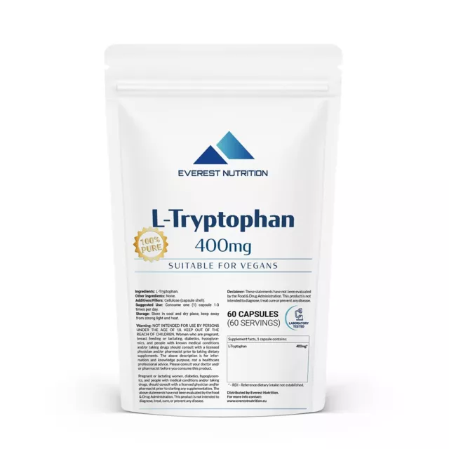 L-Tryptophan 400 mg, vegan, Anti-Stress, gute Laune, Schlafunterstützung