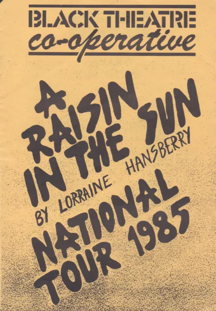 'A Raisin In The Sun' Programme - Black Theatre Co-operative National Tour 1986