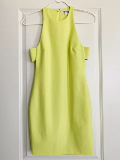 Elizabeth and James Oriana Side Cutout Neon Yellow Green Mini Dress in SIze 4