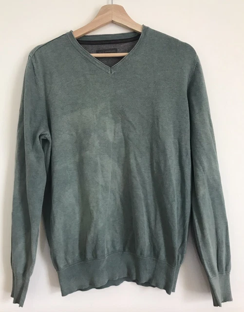 DEBENHAMS JOHN ROCHA Jumper Cotton Medium V Neck Long Sleeves Blue Green Sweater 2.50 PicClick UK