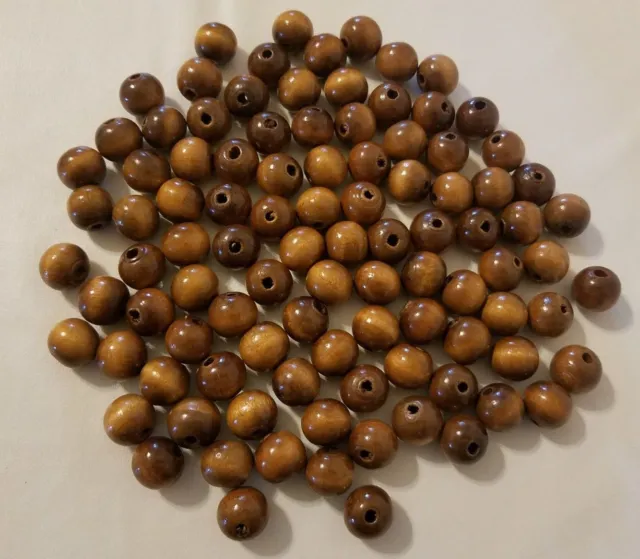 Lot of 100 Vintage Small 20mm Round Maple Wood Macrame Craft Wooden Beads