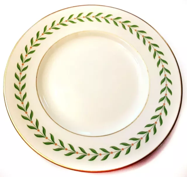 Greenwood Old Ivory Syracuse O.P. Co. USA China 10 1/4" Dinner Plates Green Leaf