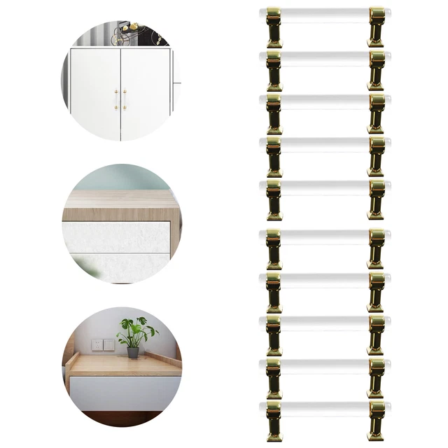 10X Acrylic Drawer Pulls Kitchen Cabinet Knobs Handle Clear Cabinet Tray Handles