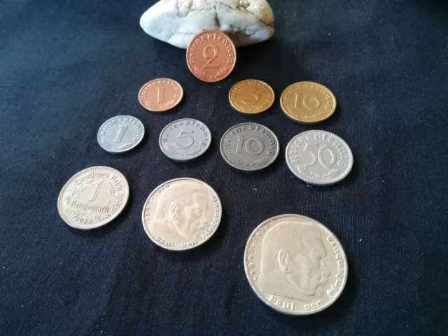 TOPZUSTAND!     Münzsatz 3. Reich, 1 Pfennig bis 5 Reichsmark, incl. Silber