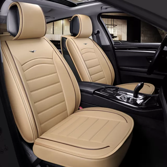 Deluxe Beige PU Leather Front Seat Covers Cushion For BMW M3 M5 X5 X6 3 5 7 X3