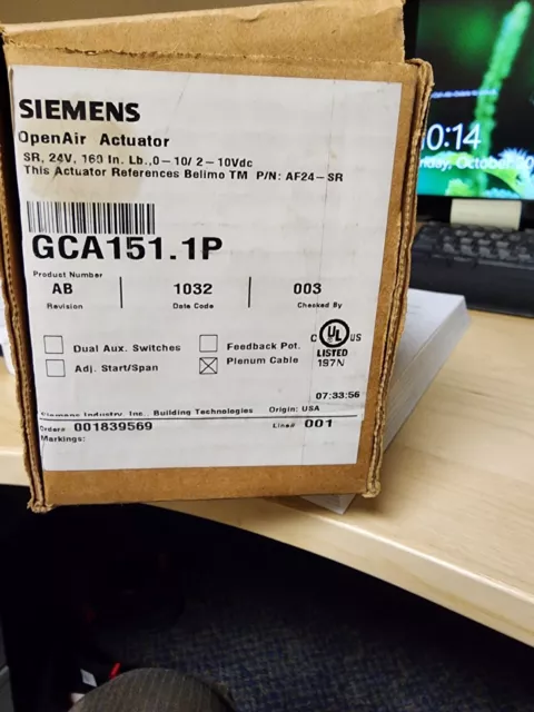 Siemens GCA151.1P OpenAir  Actuator SR 24V 160in-lb, 0-10/2-10VDC
