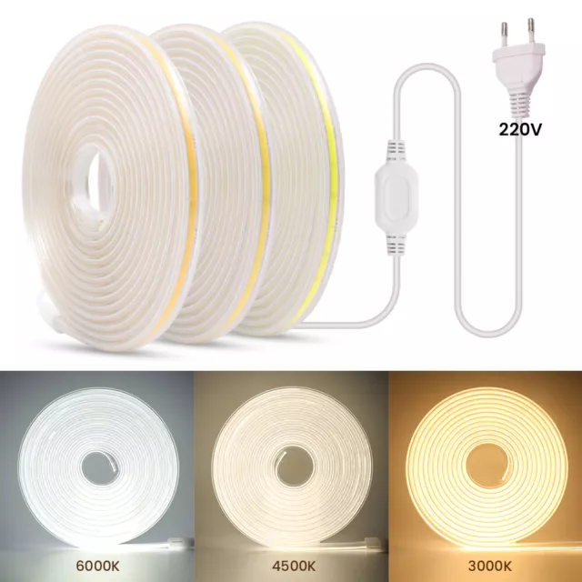 COB LED Streifen 220V 230V Leiste Band Stripe Lichterkette Lichtschlauch Dimmbar