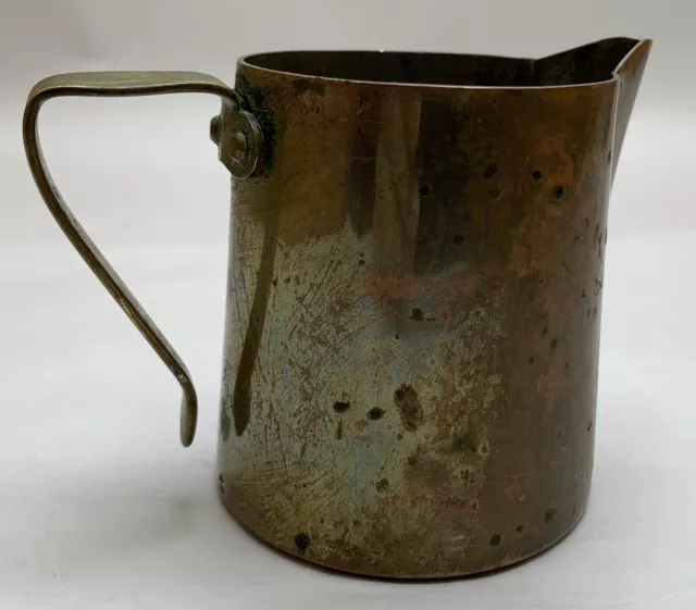Vtg Douro B&M Small Creamer Syrup Pitcher Copper Brass Handle Made In Portugal 3