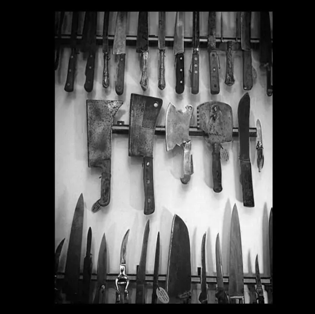 Creepy Meat Cleaver Knives PHOTO Rusty Butcher Knife Freak Scary Halloween