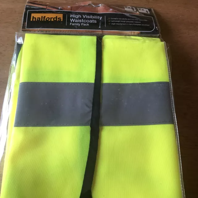 Halfords High Visibility Waistcoat Family Pack Brand New