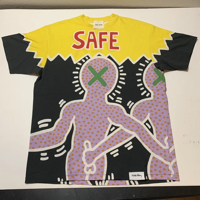 KEITH HARING SAFE Sex Lonley Crowd T Shirt Italy All Over Print Men’s M