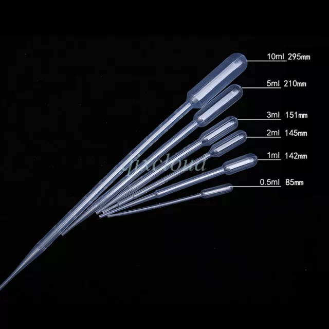 1ml 2ml 3ml 5ml 10ml Plastic Disposable Pipets Pipettes Liquid Dropper Transfer 2