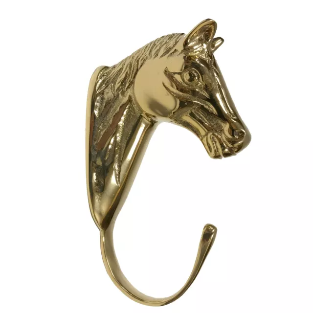 6" Solid Brass Antique Vintage Horse Head Equestrian Hanger Hook Hardware Repro