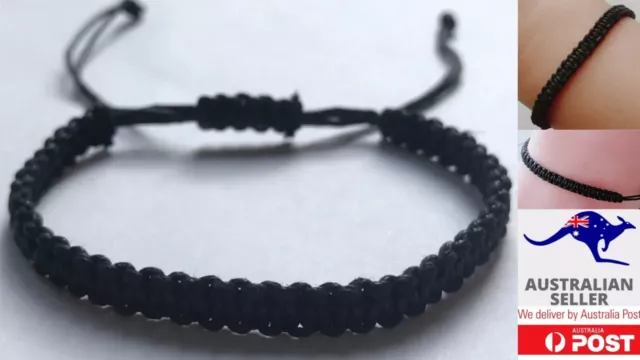 Handmade Adjus Braided Black Cord Hemp Bracelet Anklet Wristband Surfer BOHO 1pc