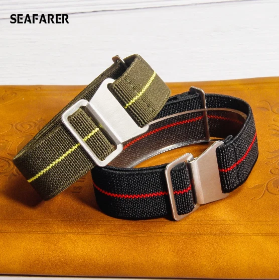 Vintage-inspired French Army Parachute Elastic Nylon Watchband for Seiko Water