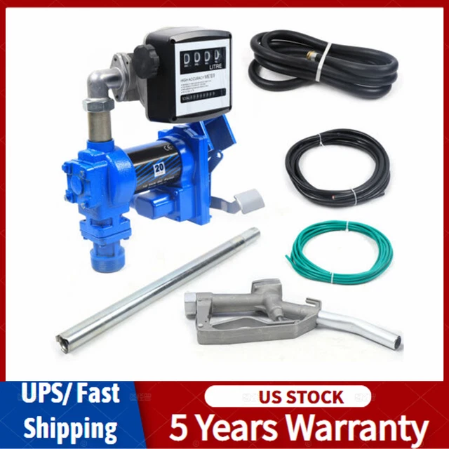 12V DC Fuel Transfer Pump Gasoline Anti-Explosive 20GPM With Oil Meter 265W
