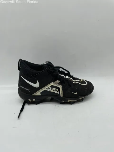 Nike Boys Alpha Menace 3 Shark Black White Lace Up Football Cleats Size 1.5 Y