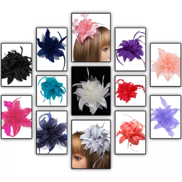 Flower Feather Bead Corsage Hair Clips Fascinator Hairclip /Brooch Pin /Comb UK