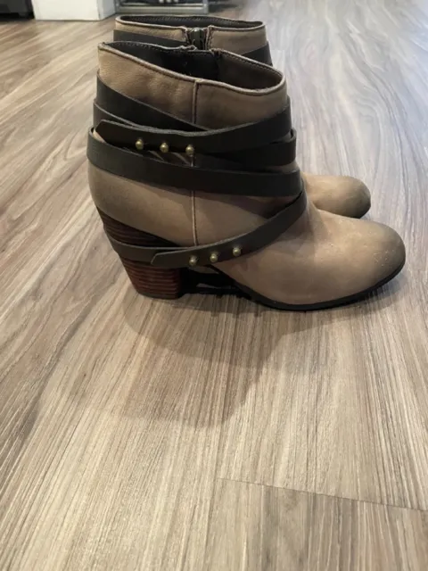 Nordstrom BP 'Train' Wrap Belted Bootie - Size 8.5 - Taupe Brown Chocolate