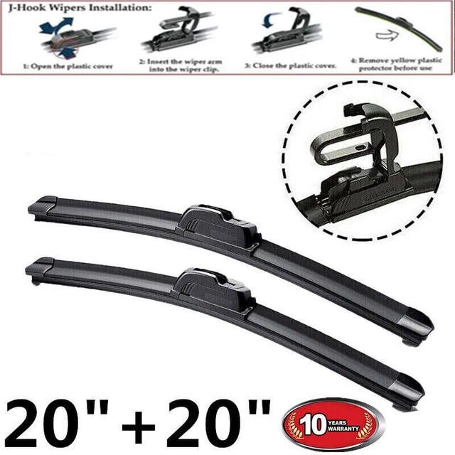 20" & 20" Bracketless Windshield Wiper Blades Hybrid silicone J-HOOK OEM QUALITY