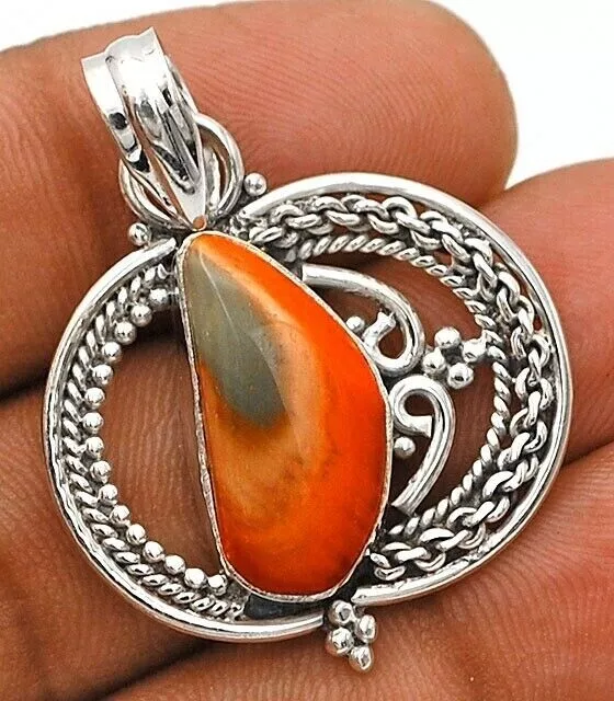 Natural Royal Imperial Jasper 925 Solid Sterling Silver Pendant ED12-2