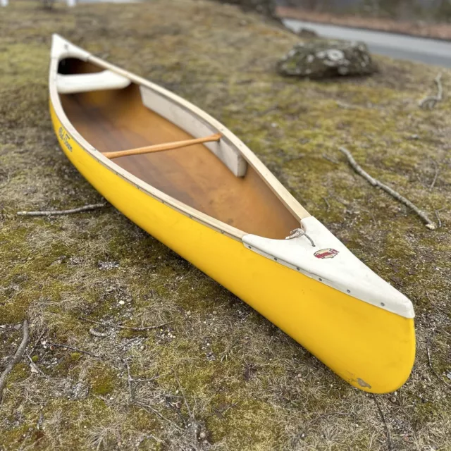Vintage Old Town Carleton Canoe 12’ Fiberglass RARE Yellow