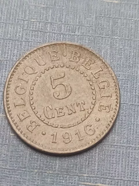 Belgium Coin, 5 cents, (BELGIE-BELGIQUE), 1916