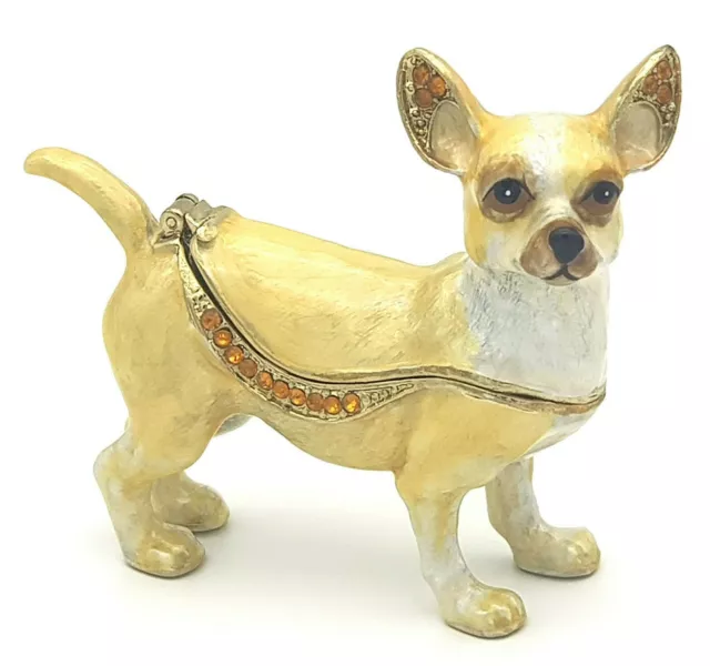 Chihuahua Hund Geschenk Deko Box Figur Sammlerstück Schmuck Schatulle Pillendose