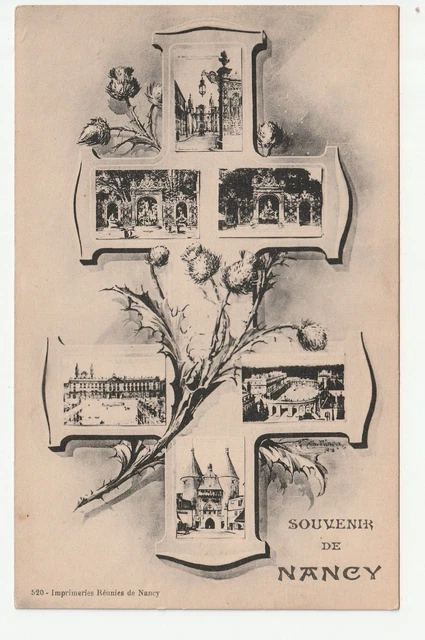 NANCY - Meurthe & Moselle - CPA 54 - CPA SOUVENIR 6 VIEWS Croix de Lorraine