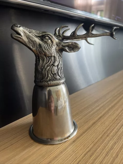 Vintage GUCCI Silver Plated STAG Deer HEAD STIRRUP CUP