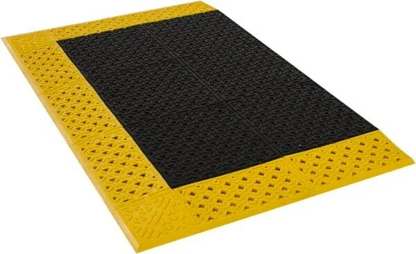 NOTRAX Floor Matting Cushion-Lok 4 Ft Long x 30" Wide Black/Yellow 520S3048BY