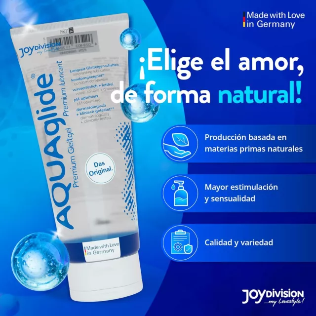 Aquaglide - Gel Lubricante sexual Natural Base Agua 200 ml,vegano,PH optimizado