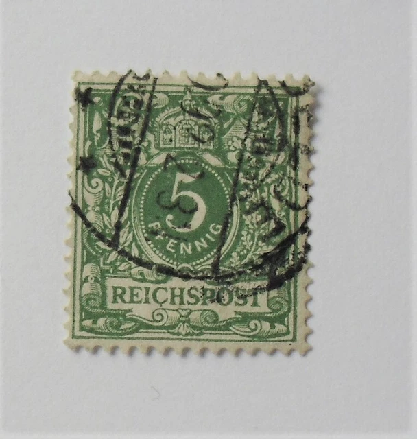 1889 Mi:50,- MiNr 46 c I Krone/Adler 5 Pf. Plattenfehler C mit Cedille gepr. BPP