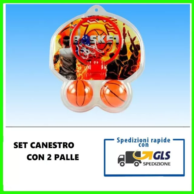 Set Canestro Mini Basket Cesto Con 2 Palle Gioco Per Bambini Da Appendere Muro