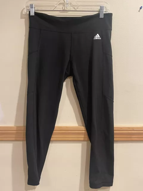 Adidas Womens Medium Elastic Waist Activewear Climalite Leggings Black