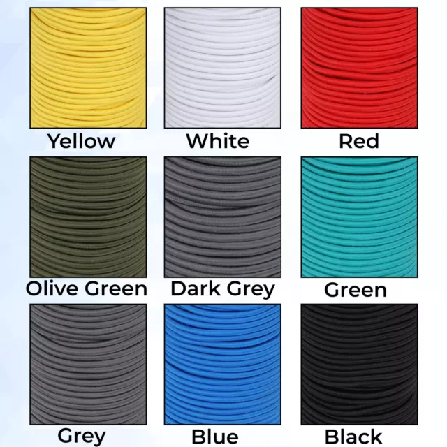 Elastic Round Bungee Shock Cord 9 Colours 4Mm Wide 1 Metres To 100 Metres