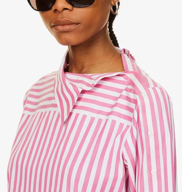 Victoria Beckham Asymetrical Pink/White Stripe Blouse 12