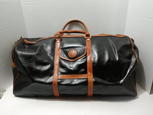 Leather Duffel Bag Weekender Bag Black  Luggage made In Italy