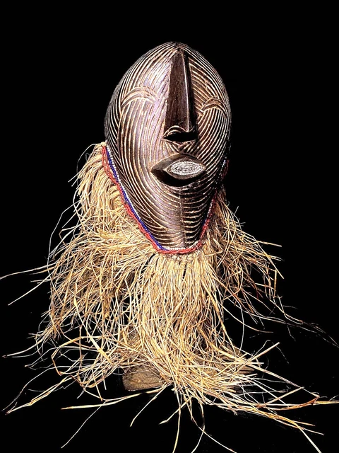 African Tribal Art Wooden Carved traditional mask Songye Kifwebe mask-5706
