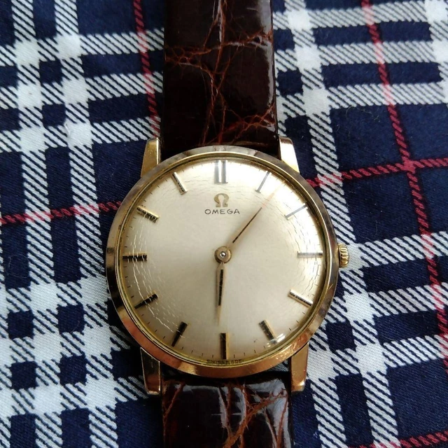 Omega Vintage Argento Oro Rotondo Manuale a Carica Orologio da Uomo Autentico