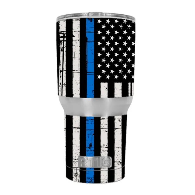 Skin Decal for RTIC 30oz Tumbler Thin Blue Line Police Lives Matter Subdued Flag