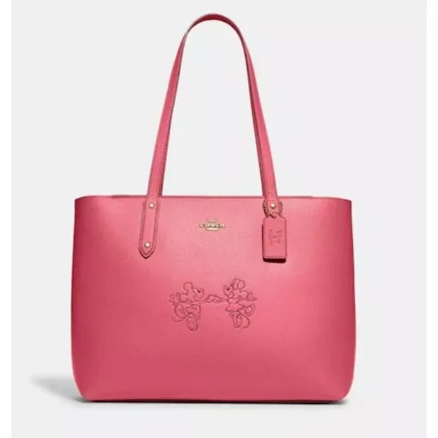 Coach Central Tote Disney Mickey & Minnie Mouse Watermelon Pink Bag Purse NWT